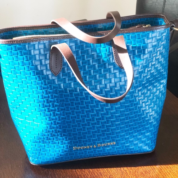 NWOT Dooney & Bourke Blue Leather Tote - Picture 1 of 16